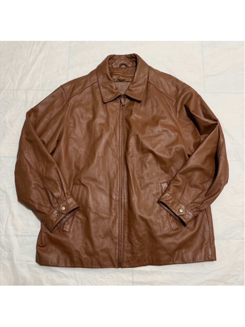 Saint Johns Bay Genuine Leather Quilted Lined Color Brown Men’s Size XXL